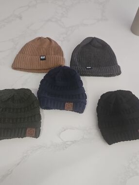 Men's Ribbed Knit Beanie - Black, Navy, Gray, Olive, Tan Size 6 To 12 Months